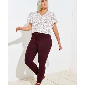 NWT LOFT Plus Burgundy 5 Pocket Brushed Sateen Leggings 20 W